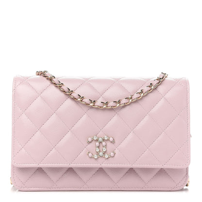 Chanel Caviar Quilted Coco Candy Wallet On Chain WOC Light Pink 1 of 12
