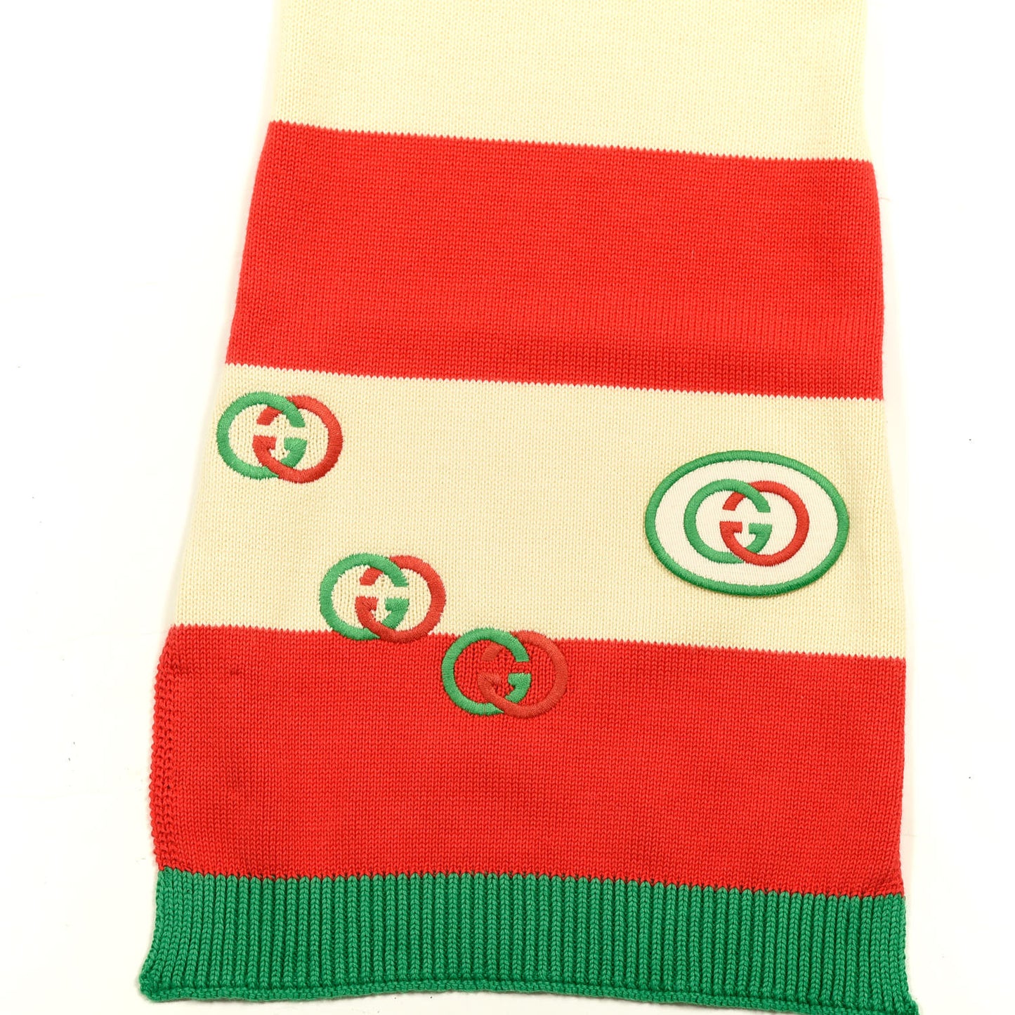 Wool Interlocking G Scarf Green Red White