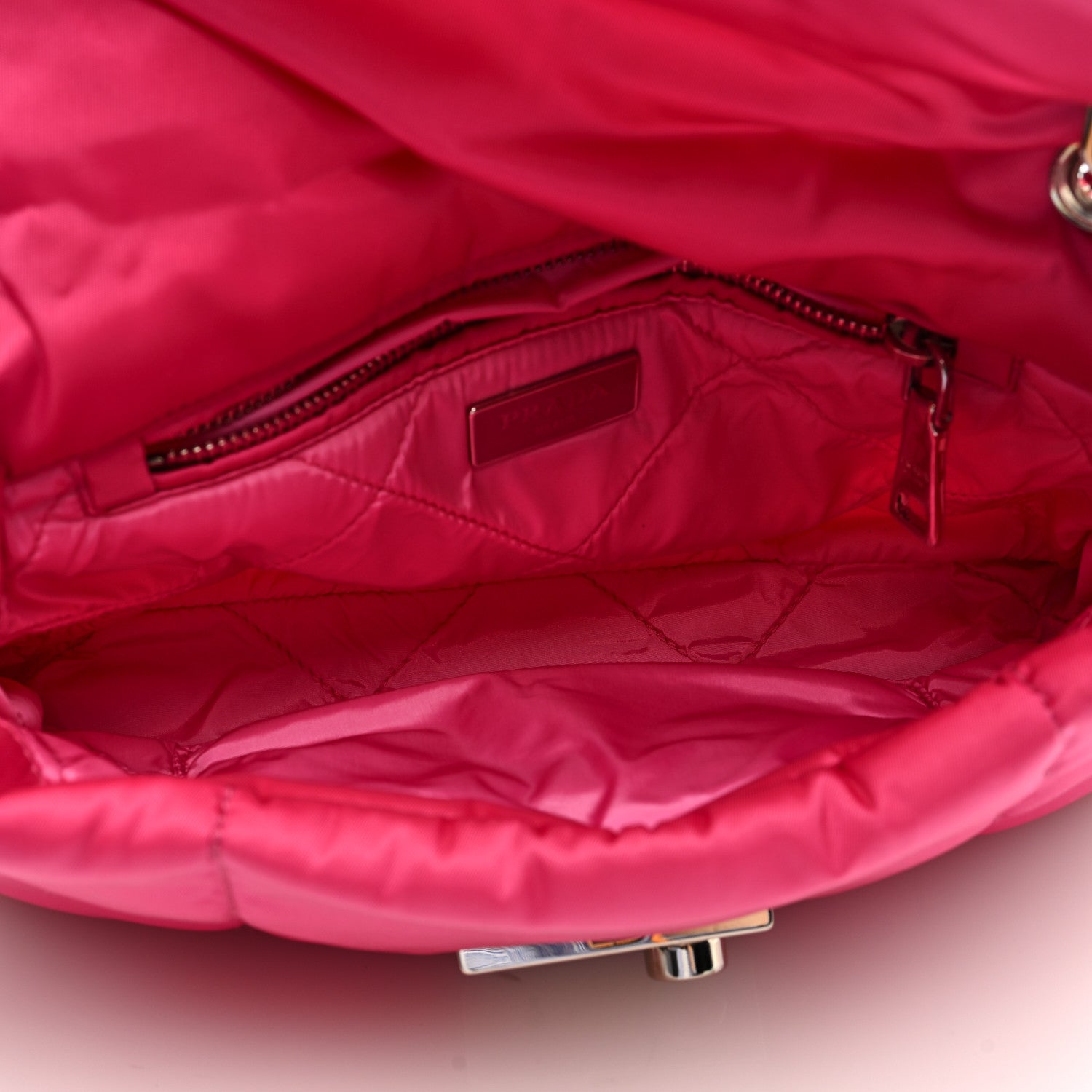 Prada Tessuto Nylon Bomber Sound Chain Flap Shoulder Bag Fuxia 5 of 8