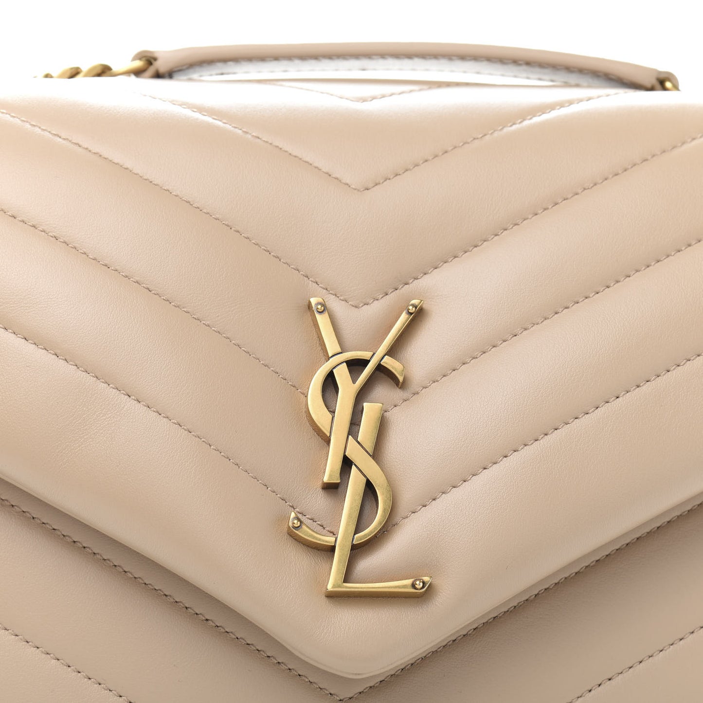 Calfskin Y Quilted Monogram Medium Loulou Chain Satchel Nude Powder