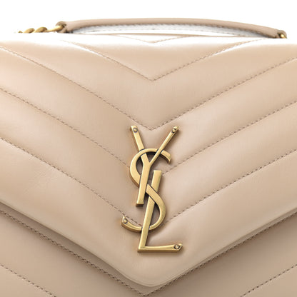 Saint Laurent Calfskin Y Quilted Monogram Medium Loulou Chain Satchel Nude Powder 11 of 12