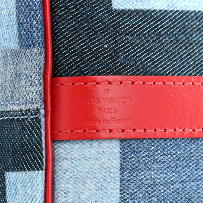 Louis Vuitton Denim Damier Monogram Patchwork Speedy Bandouliere 30 Blue Rouge 6 of 11