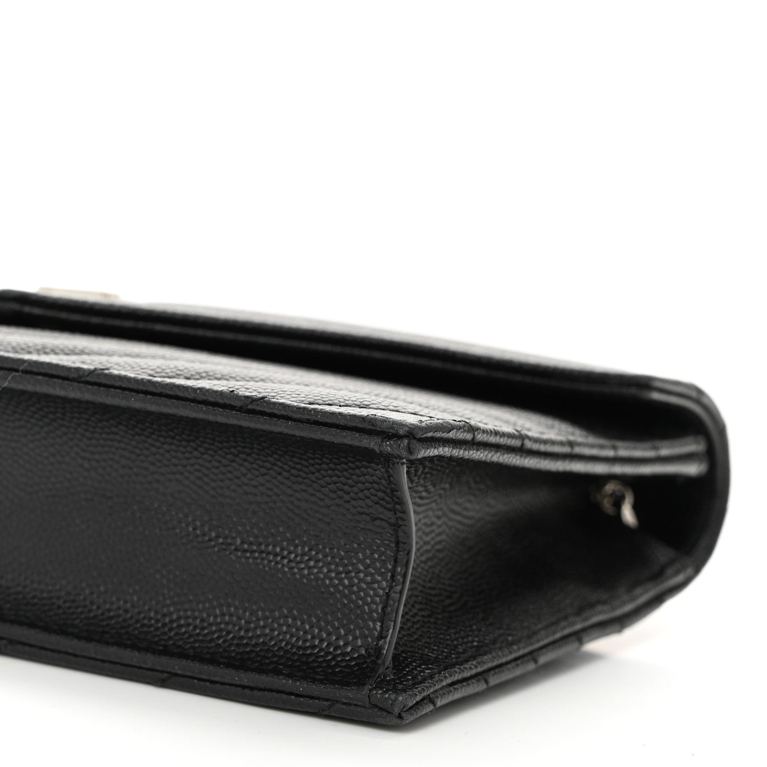 Saint Laurent Grain De Poudre Matelasse Chevron Monogram Envelope Chain Wallet Black 10 of 10