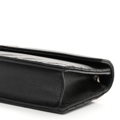 Saint Laurent Grain De Poudre Matelasse Chevron Monogram Envelope Chain Wallet Black 10 of 10