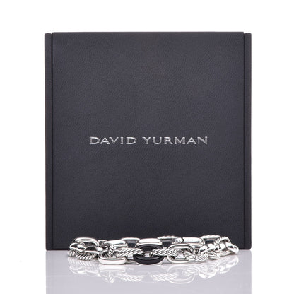David Yurman Sterling Silver Black Ceramic Chain Link Bracelet 6 of 6