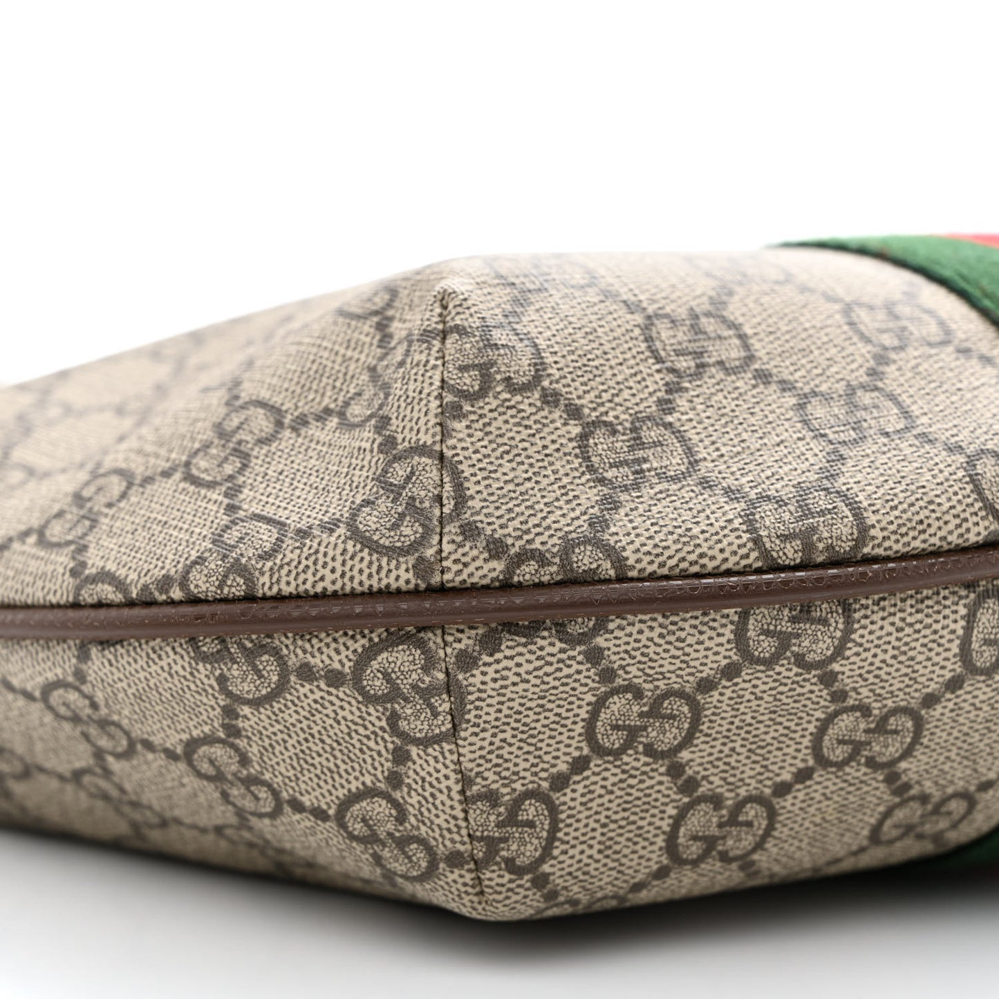 GG Supreme Monogram Web Small Ophidia Half Moon Hobo Brown