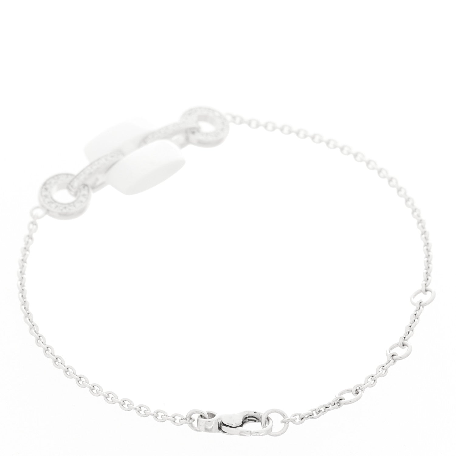 Chanel 18K White Gold Diamond White Ceramic Ultra Station Chain Bracelet 2 of 3
