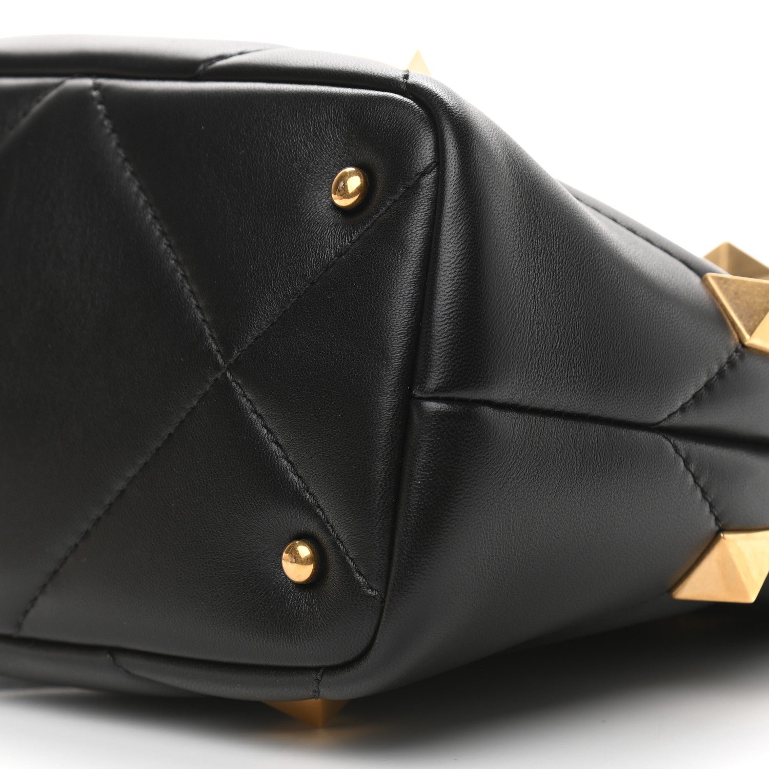 Valentino Garavani Nappa Small Roman Stud The Handle Bag Black 9 of 9