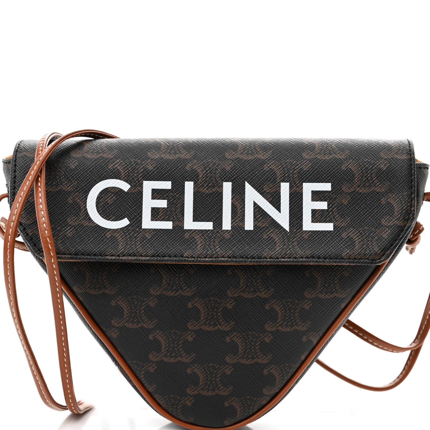 Celine Triomphe Canvas Triangle Crossbody Bag Tan 8 of 10