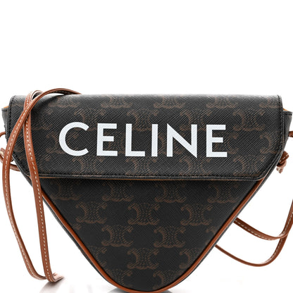 Celine Triomphe Canvas Triangle Crossbody Bag Tan 8 of 10