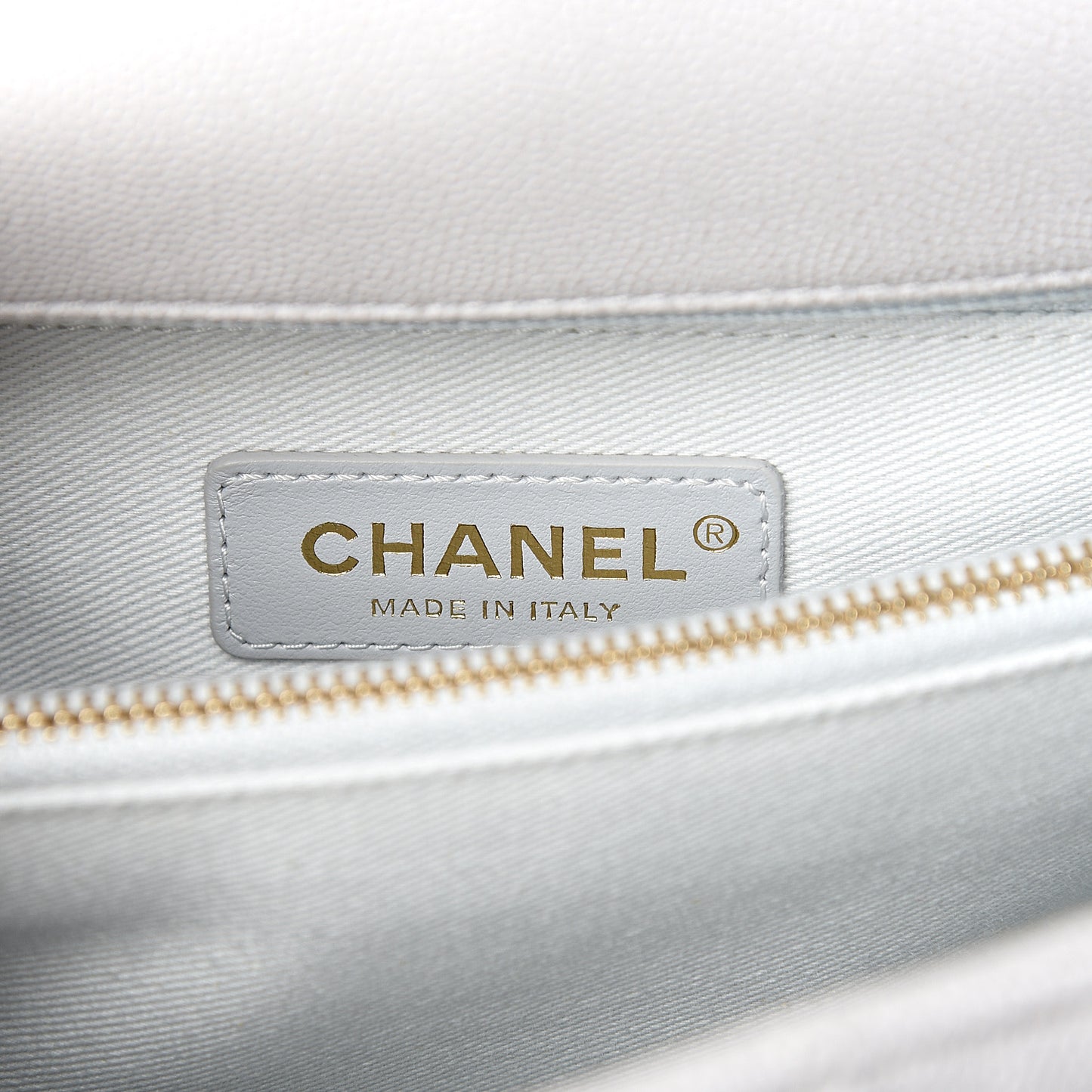Caviar Quilted Small Coco Handle Flap Light Grey