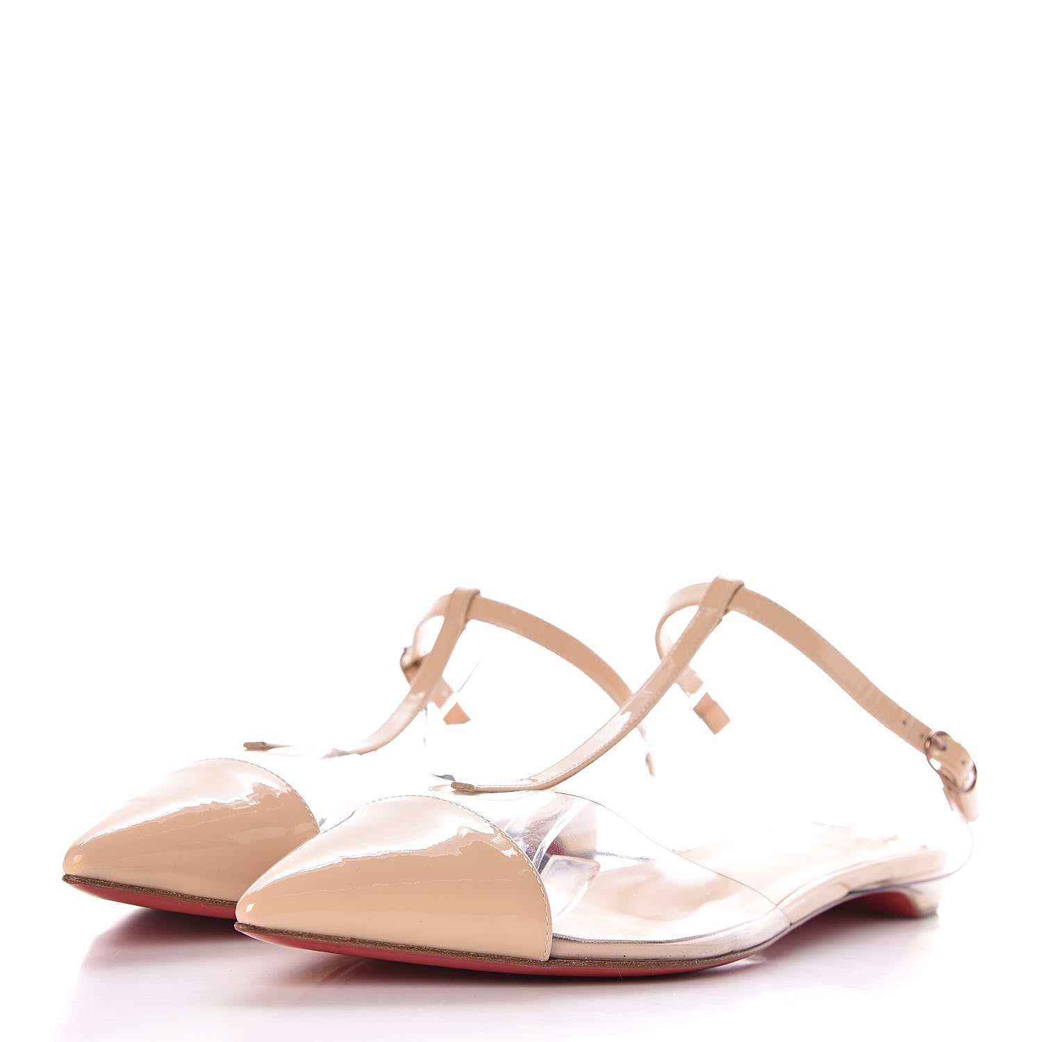Christian Louboutin Patent PVC Nosy Flats 41.5 Nude Transparent 3 of 8