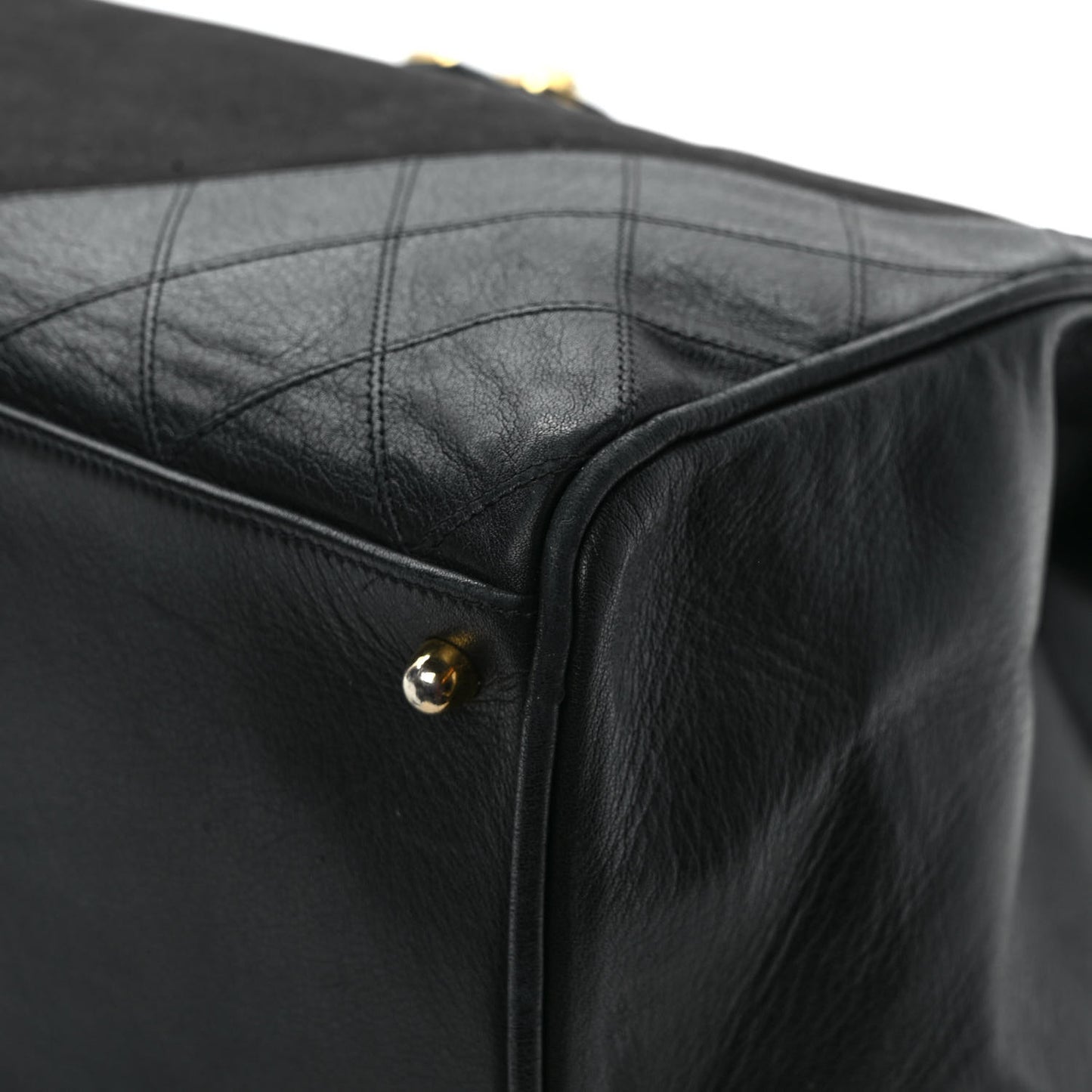 Canvas Lambskin Quilted Shopper Tote Black