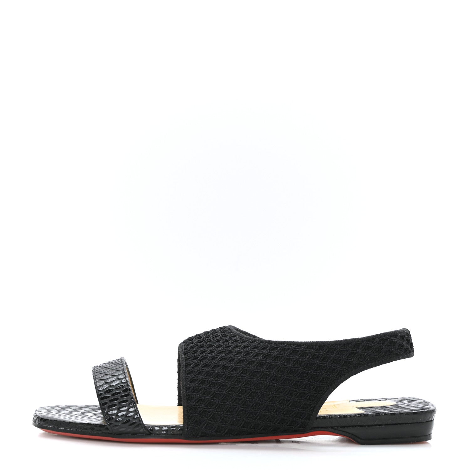 Christian Louboutin Calfskin Mesh Snakeskin Embossed Georgette Flats 36 Black 1 of 7