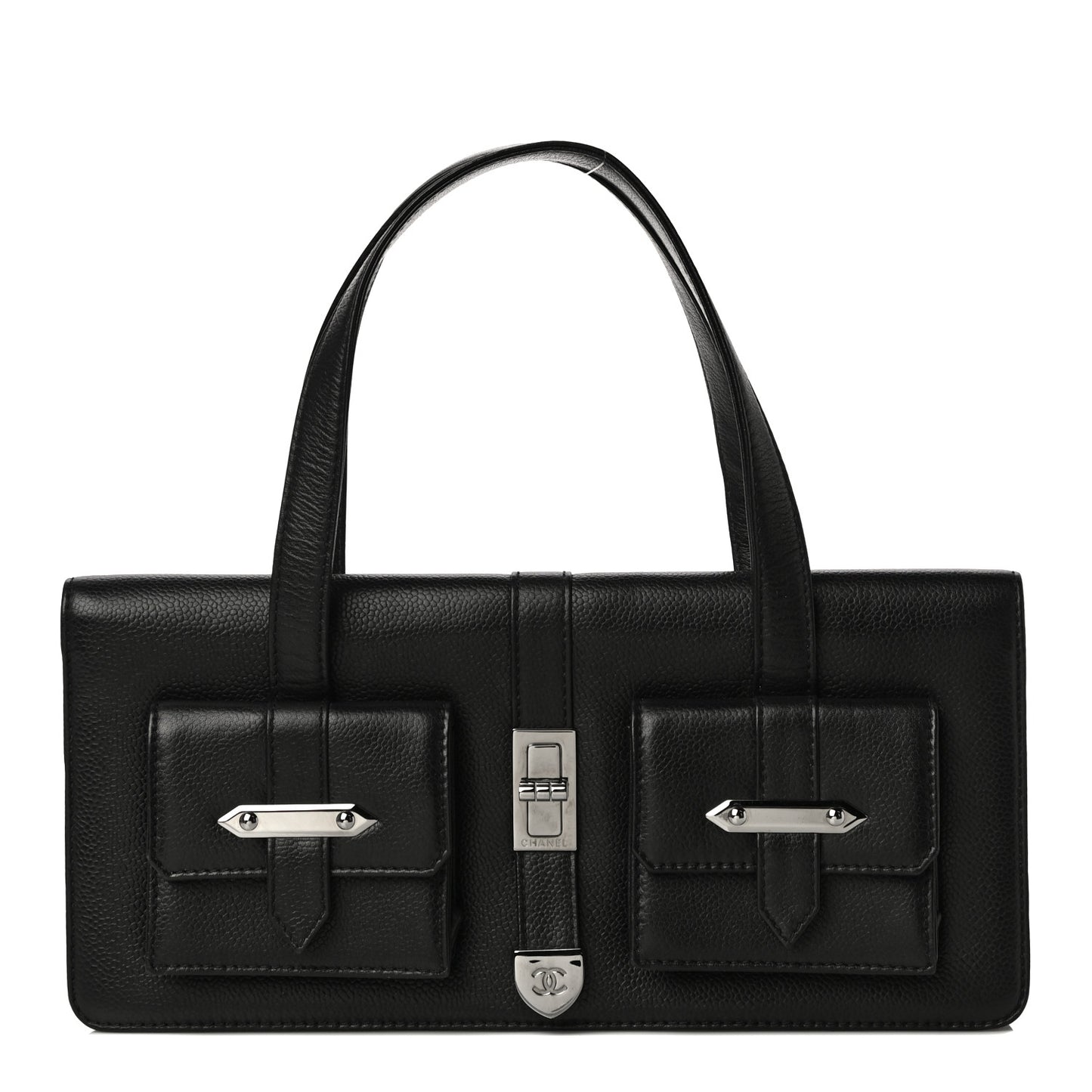 Caviar Double Pocket Flap Bag Black