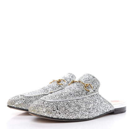 Gucci Glitter Womens Princetown Slippers 39.5 Silver 3 of 15