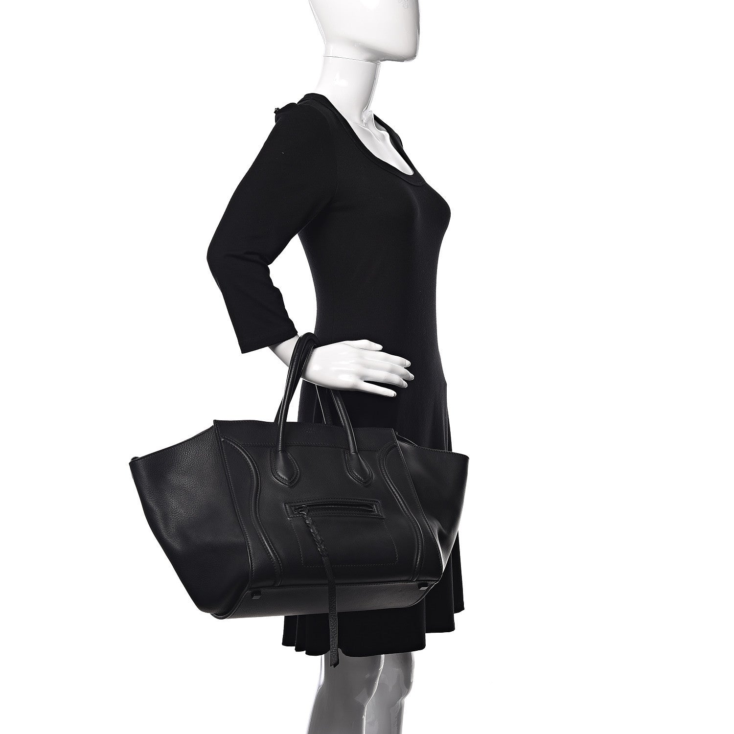 Celine Supple Calfskin Medium Phantom Luggage Black 2 of 12