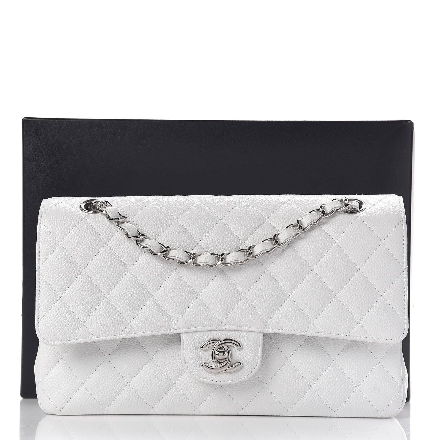 Chanel Caviar Quilted Medium Double Flap White 21 of 21