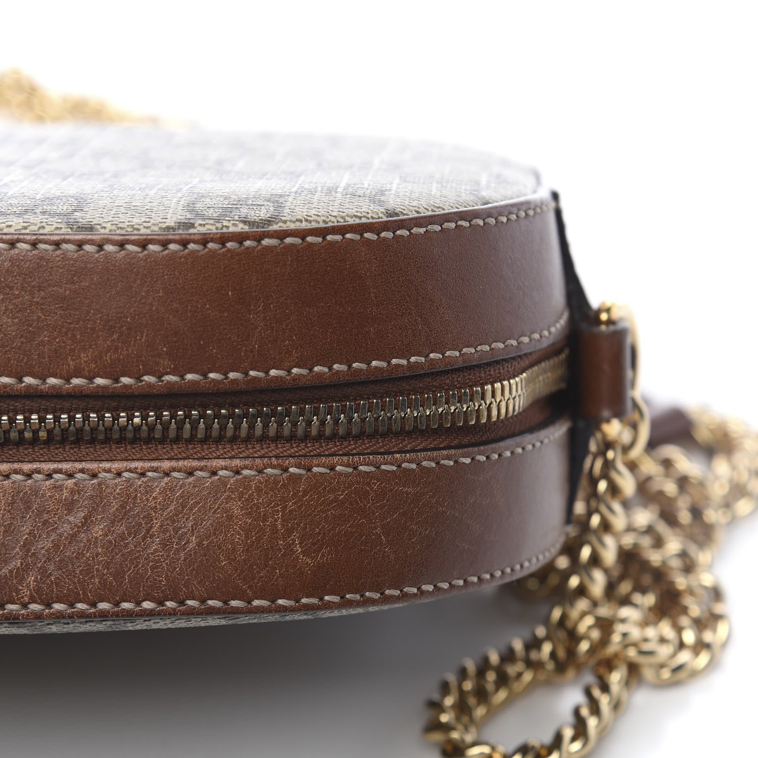 Gucci GG Supreme Monogram Cuoio Toscano Mini Chain Shoulder Bag Beige Ebony Cuir 10 of 13