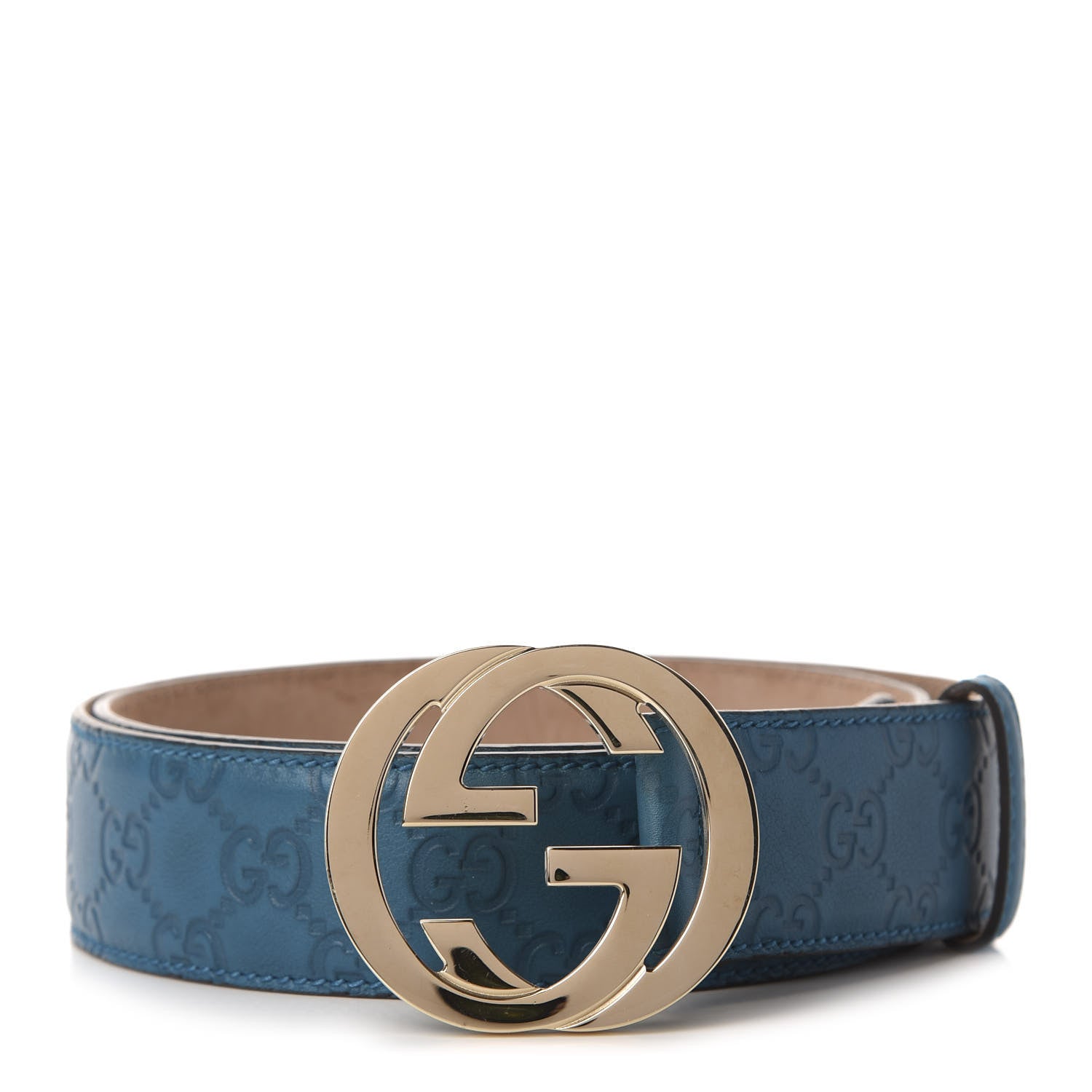 Gucci Guccissima Signature Interlocking G 40mm Belt 95 38 Deep Cobalt 1 of 3