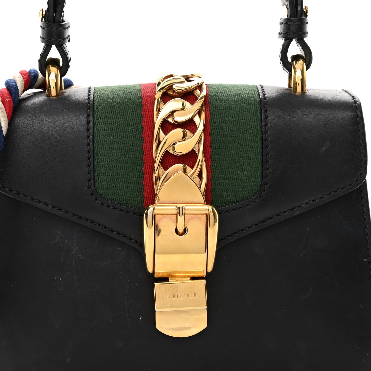 Calfskin Mini Sylvie Top Handle Bag Black