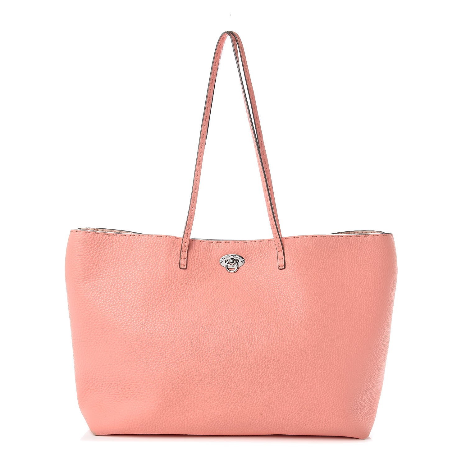 Fendi Cuoio Romano Selleria Bi-Color Large Carla Shopping Tote Pesca Rosa Plaster 1 of 10