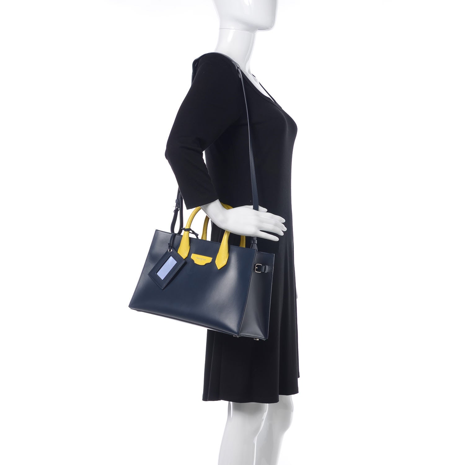 Balenciaga Smooth Calfskin Karung Padlock Work XS Bleu Outremer Jaune Citrus 2 of 9