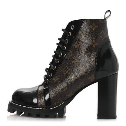 Louis Vuitton Patent Calfskin Monogram Star Trail Ankle Boots 41 Black 1 of 11
