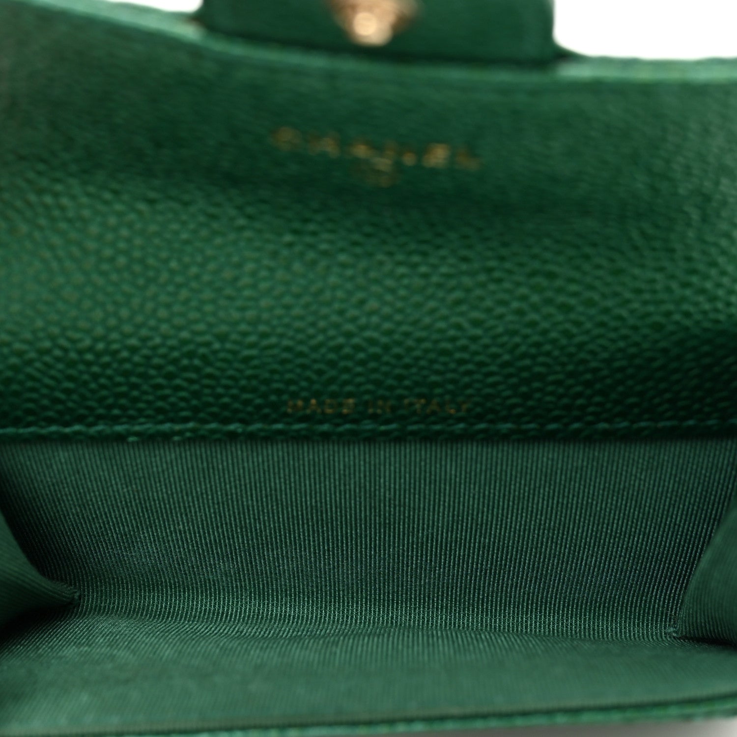 Chanel Metallic Caviar Quilted Flap Card Holder Wallet Green 5 of 9