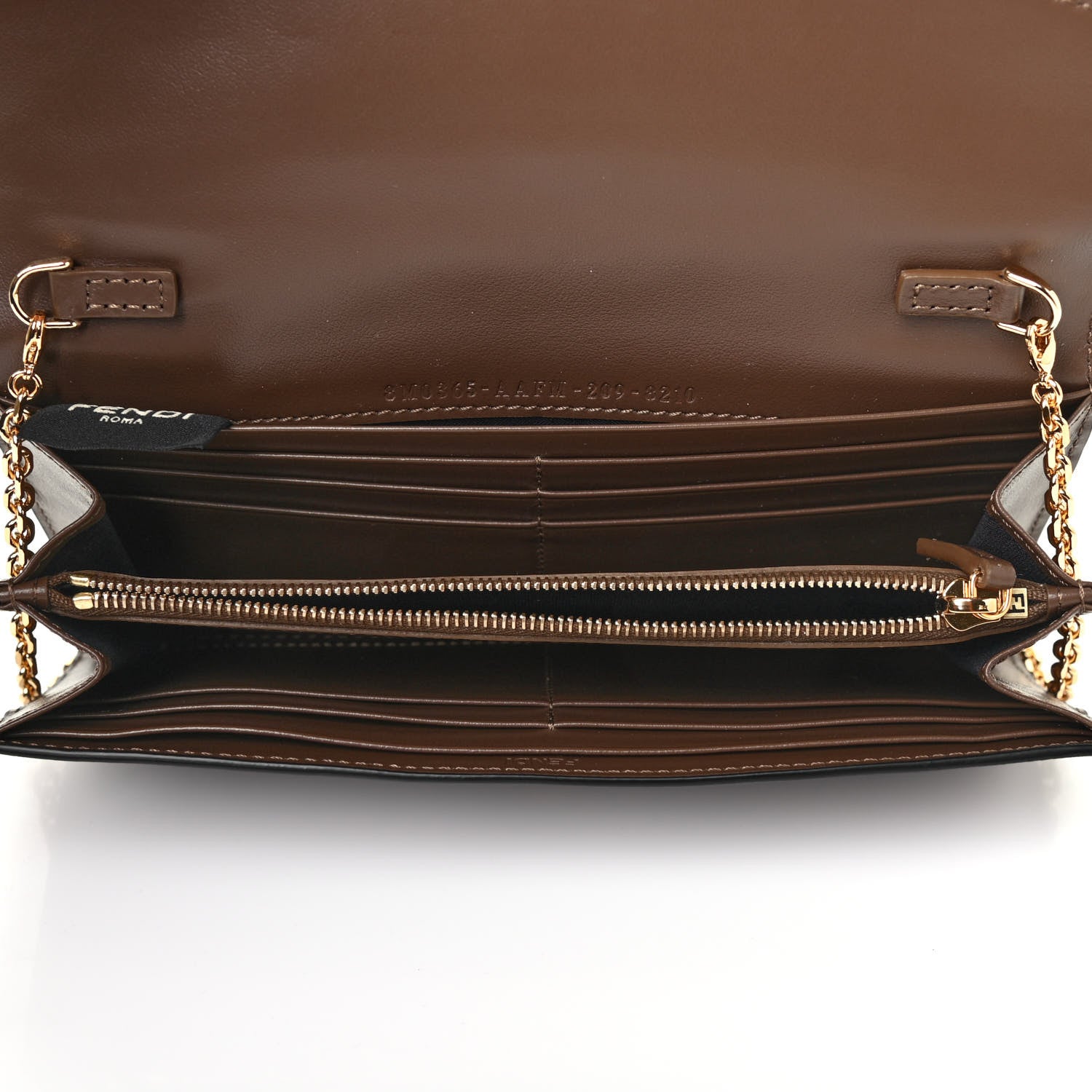 Fendi Vitello Soft F is Fendi Bi-Color FF 1974 Embossed Continental Envelope Wallet On Chain Maya Black 4 of 4