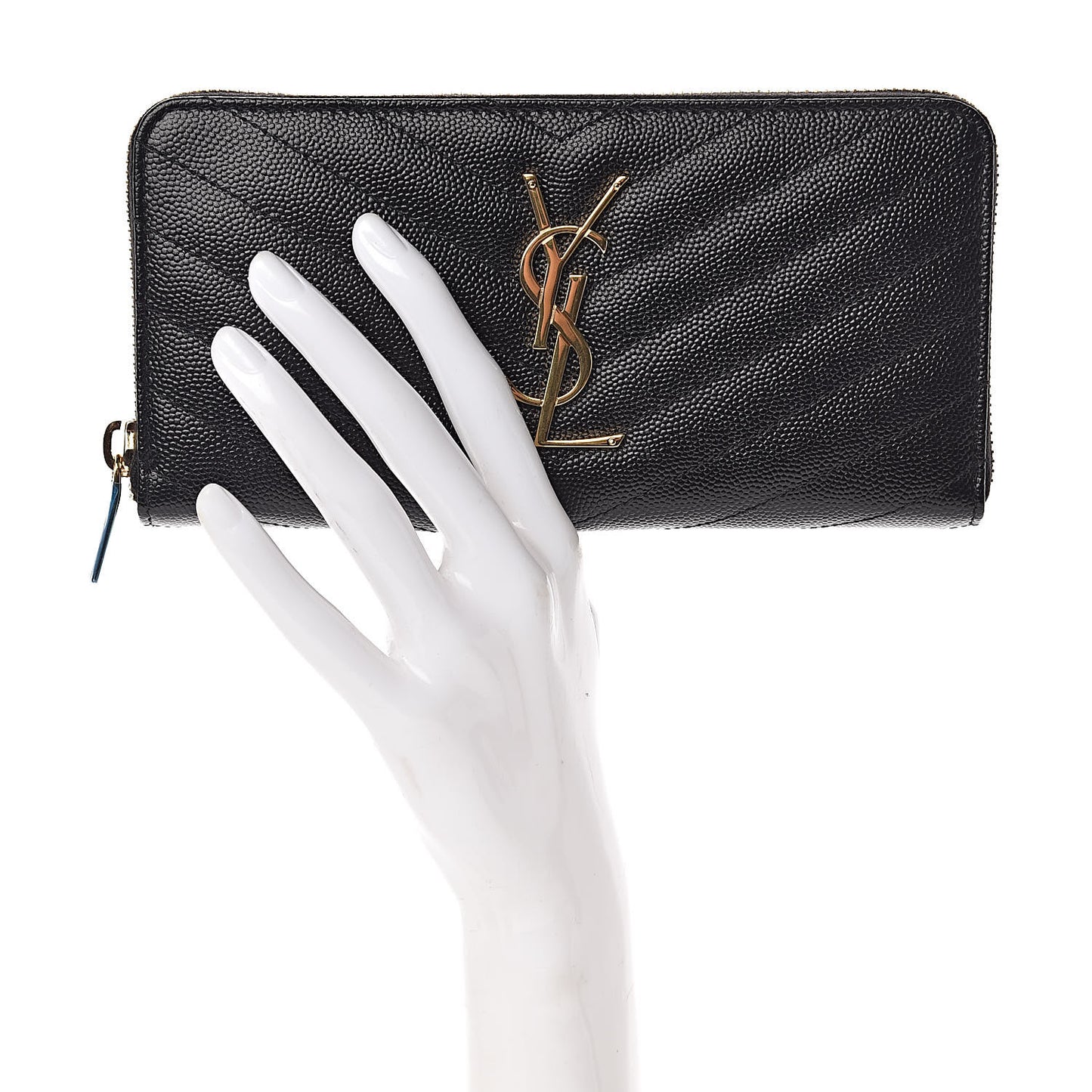 Grain De Poudre Matelasse Chevron Monogram Zip Around Wallet Black