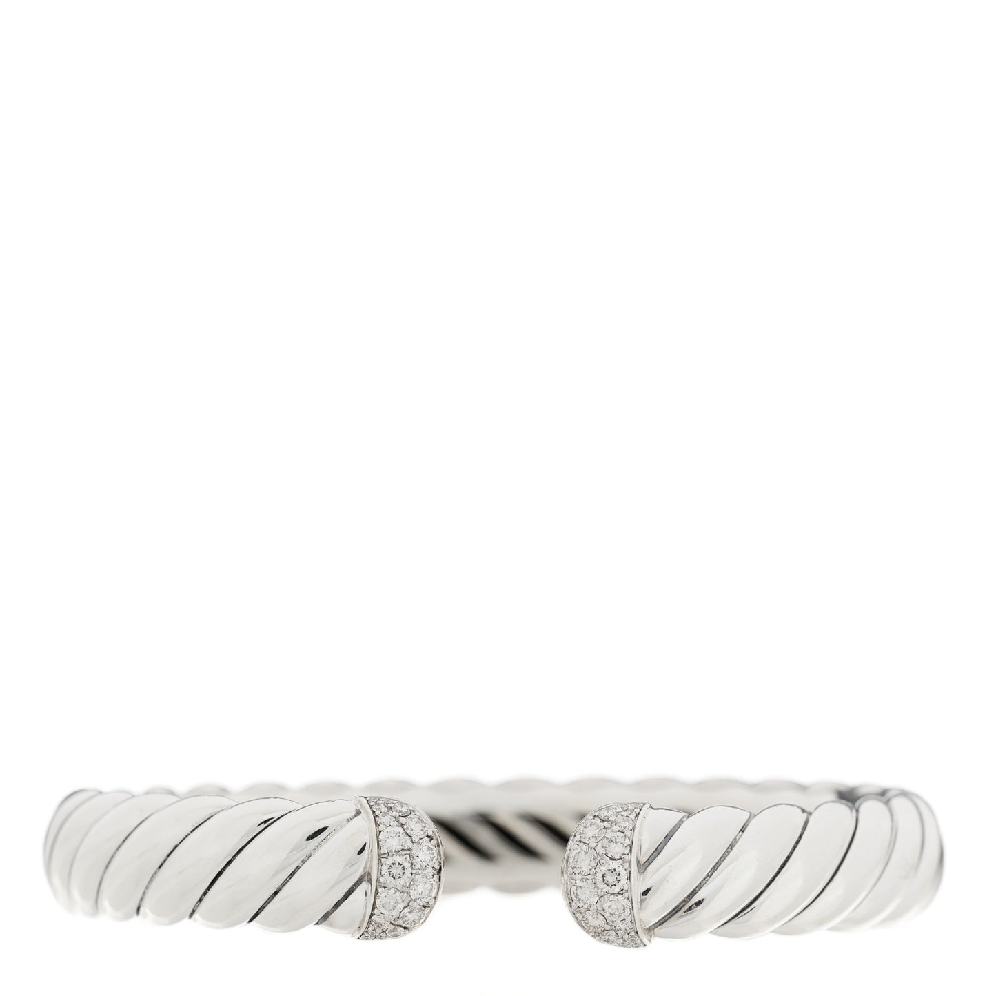 Sterling Silver Diamond 10mm Sculpted Cable Cuff Bracelet