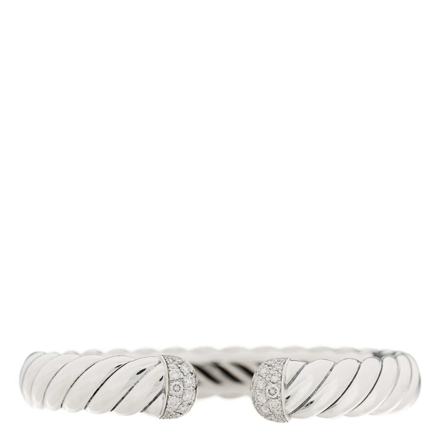 David Yurman Sterling Silver Diamond 10mm Sculpted Cable Cuff Bracelet 1 of 3