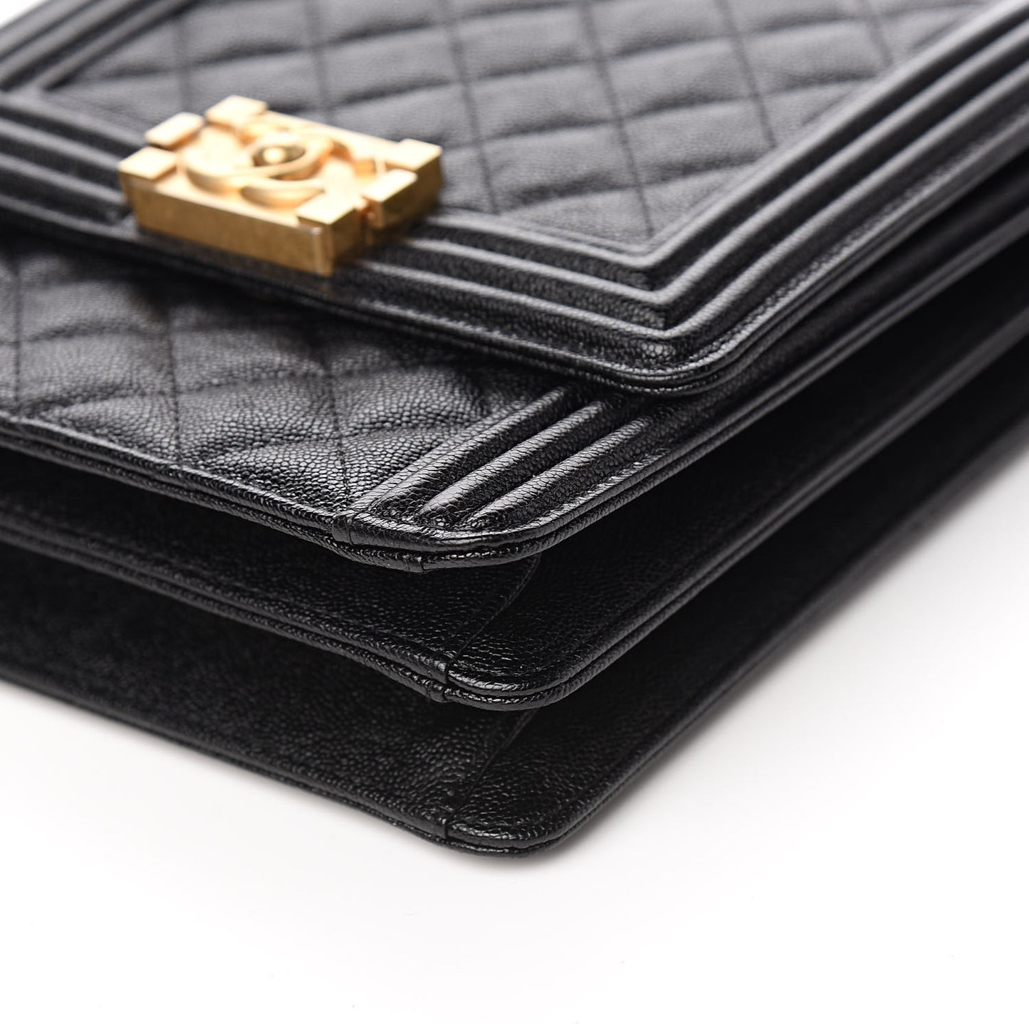 Caviar Quilted North South Boy Flap Black