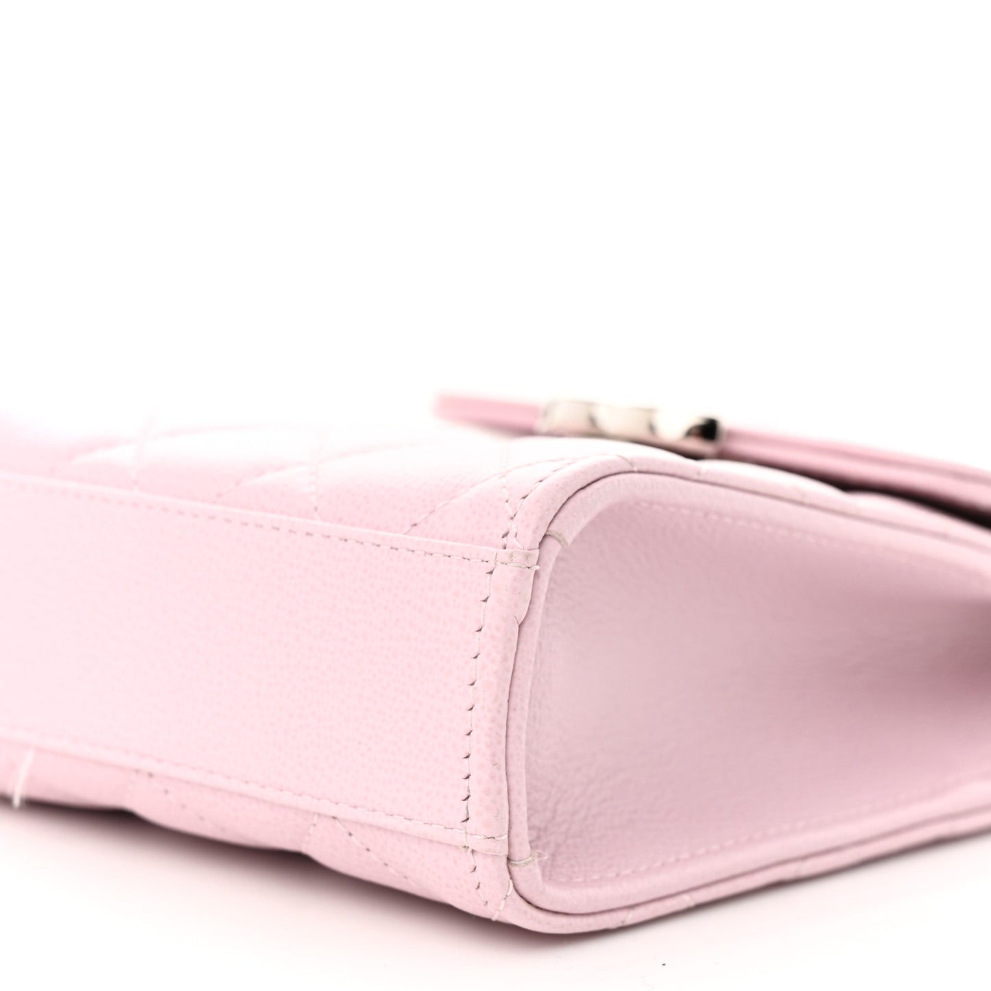 Grained Calfskin Quilted CC Box Clutch With Chain Rose