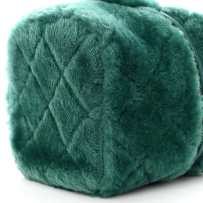 Chanel Shearling Lambskin Quilted Small Vanity Case Green 10 of 10