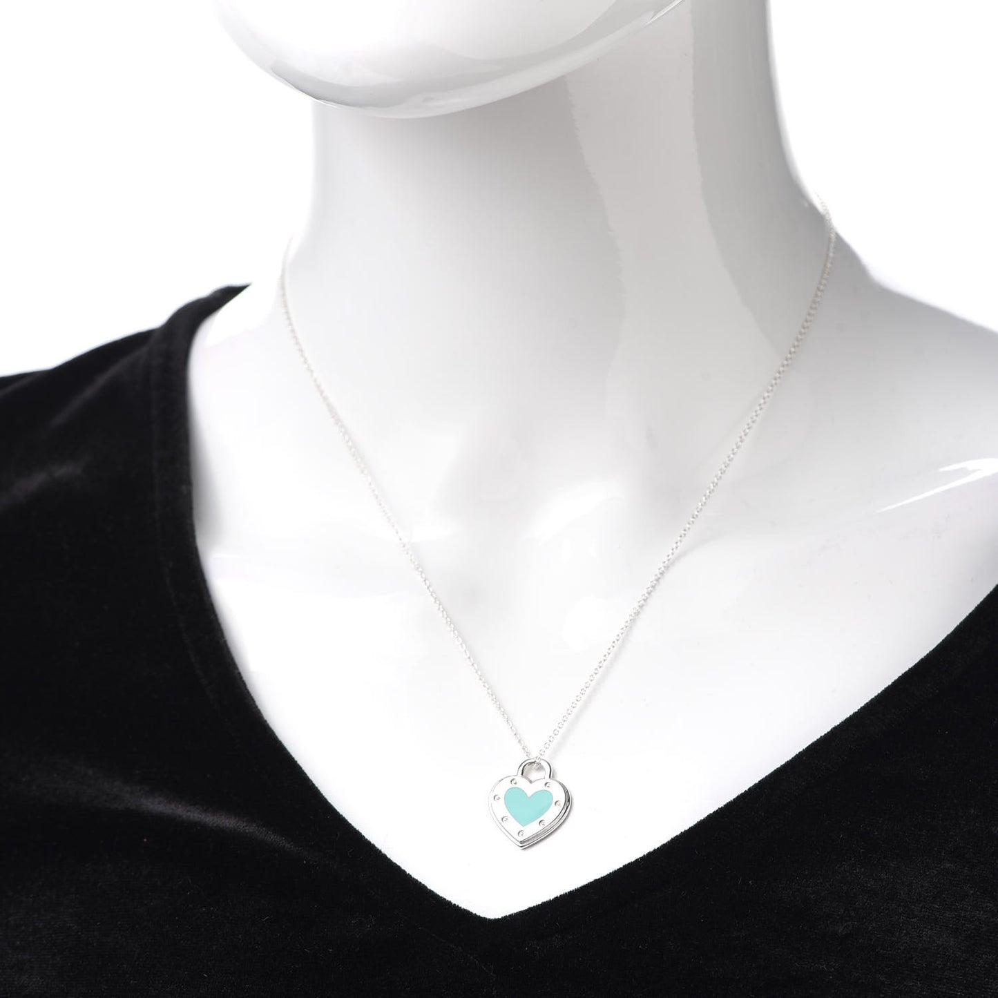 Sterling Silver Enamel Return to Tiffany Love Heart Necklace Blue