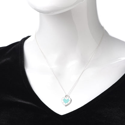 Tiffany Sterling Silver Enamel Return to Tiffany Love Heart Necklace Blue 2 of 6