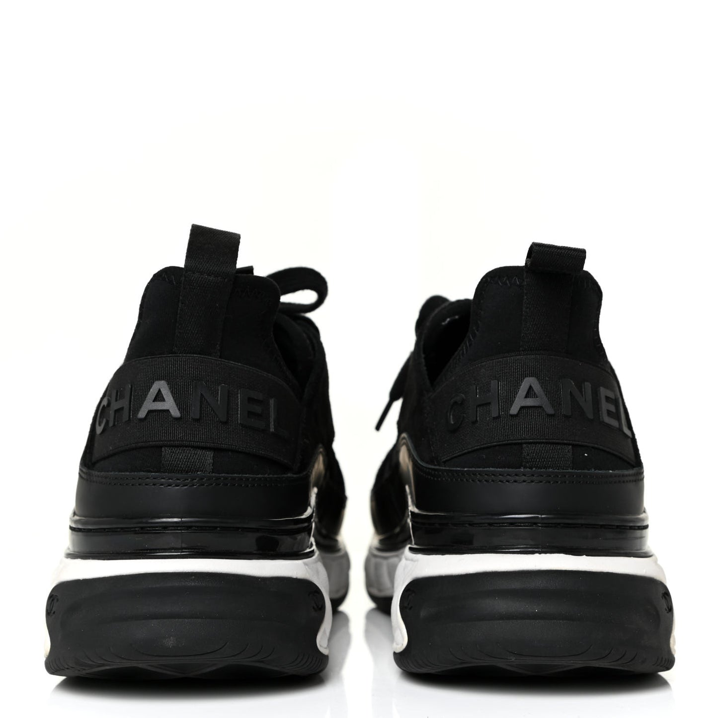 Velvet Calfskin Mixed Fibers CC Sneakers 40.5 Black