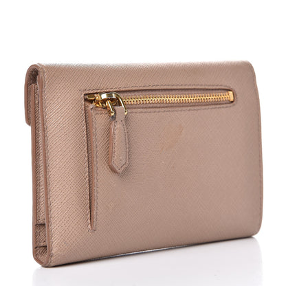 Prada Saffiano Compact Envelope Wallet Cammeo 3 of 10