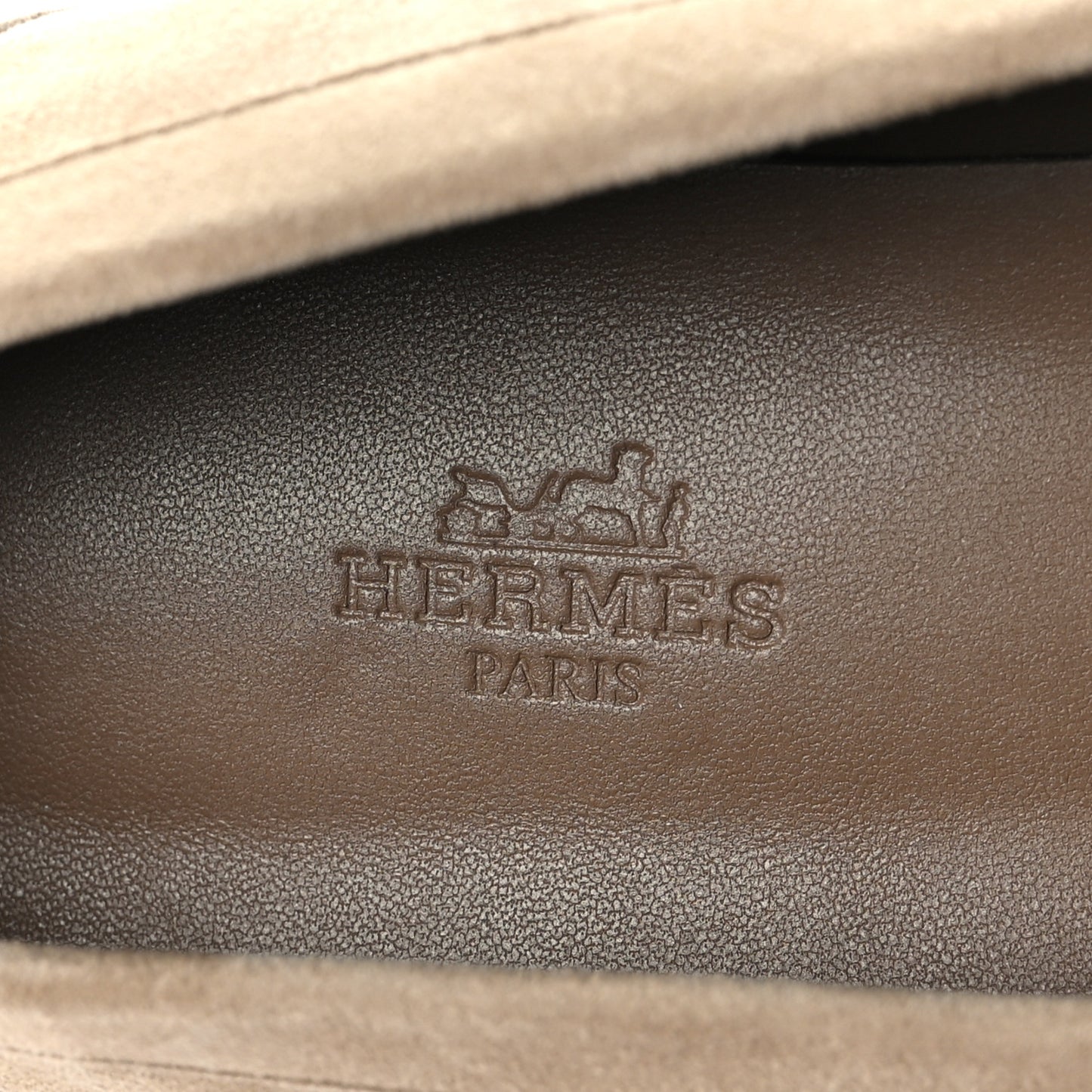 Suede Goatskin Womens Faubourg Loafers 40 Beige Argile