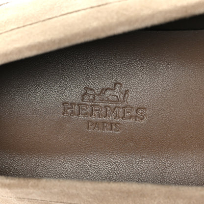 Hermes Suede Goatskin Womens Faubourg Loafers 40 Beige Argile 7 of 8