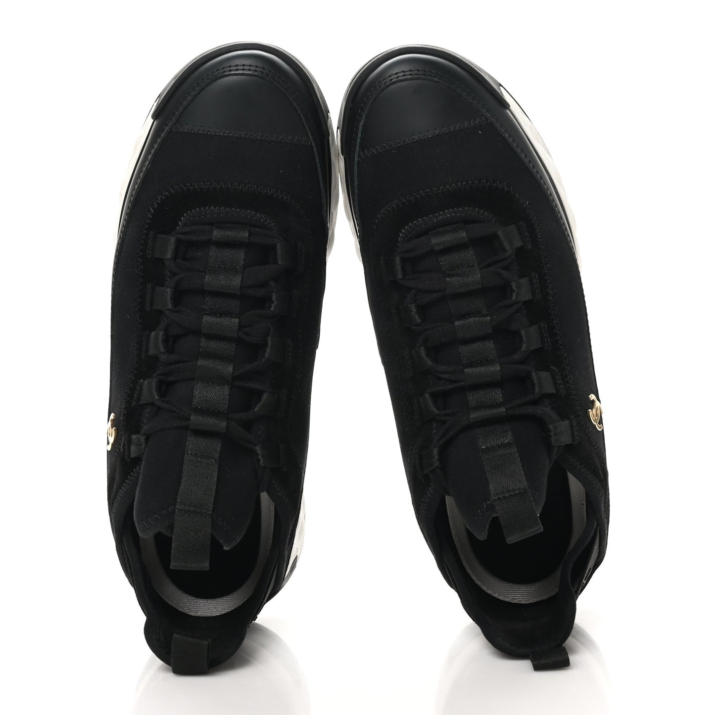 Velvet Calfskin Mixed Fibers CC Sneakers 40.5 Black