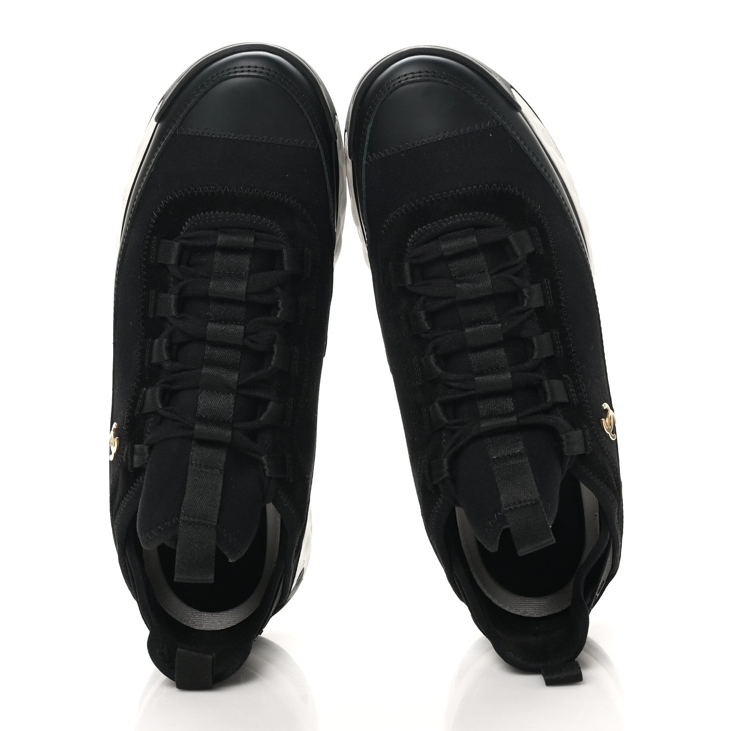 Chanel Velvet Calfskin Mixed Fibers CC Sneakers 40.5 Black 2 of 10
