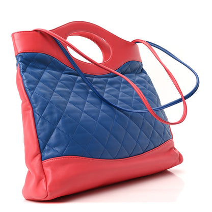 Chanel Lambskin Quilted Large 31 Shopping Bag Blue Red 3 of 10