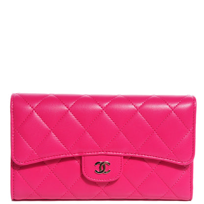 Chanel Lambskin Quilted Large Flap Wallet Dark Pink 1 of 8