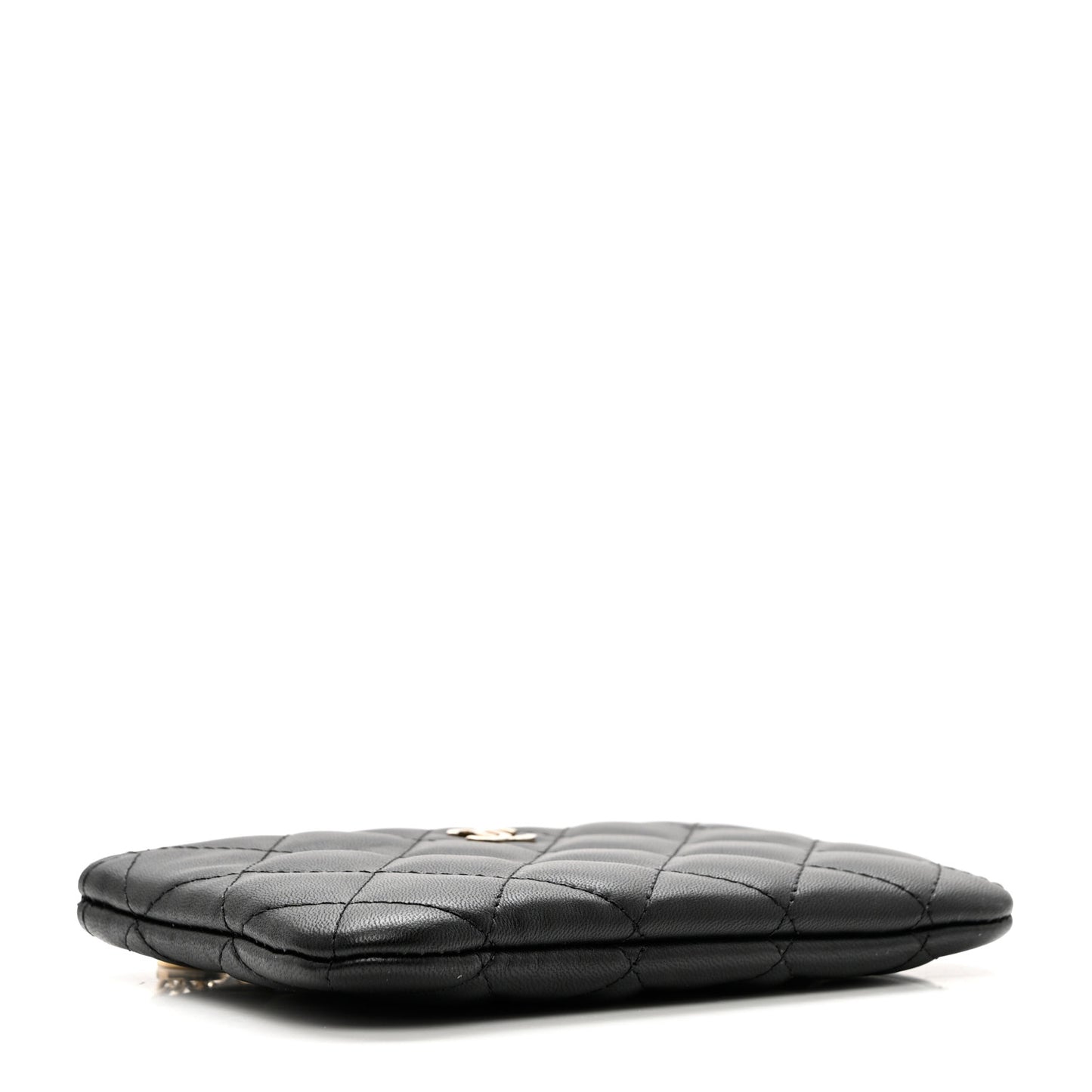 Lambskin Quilted Small Casino Cosmetic Case Black