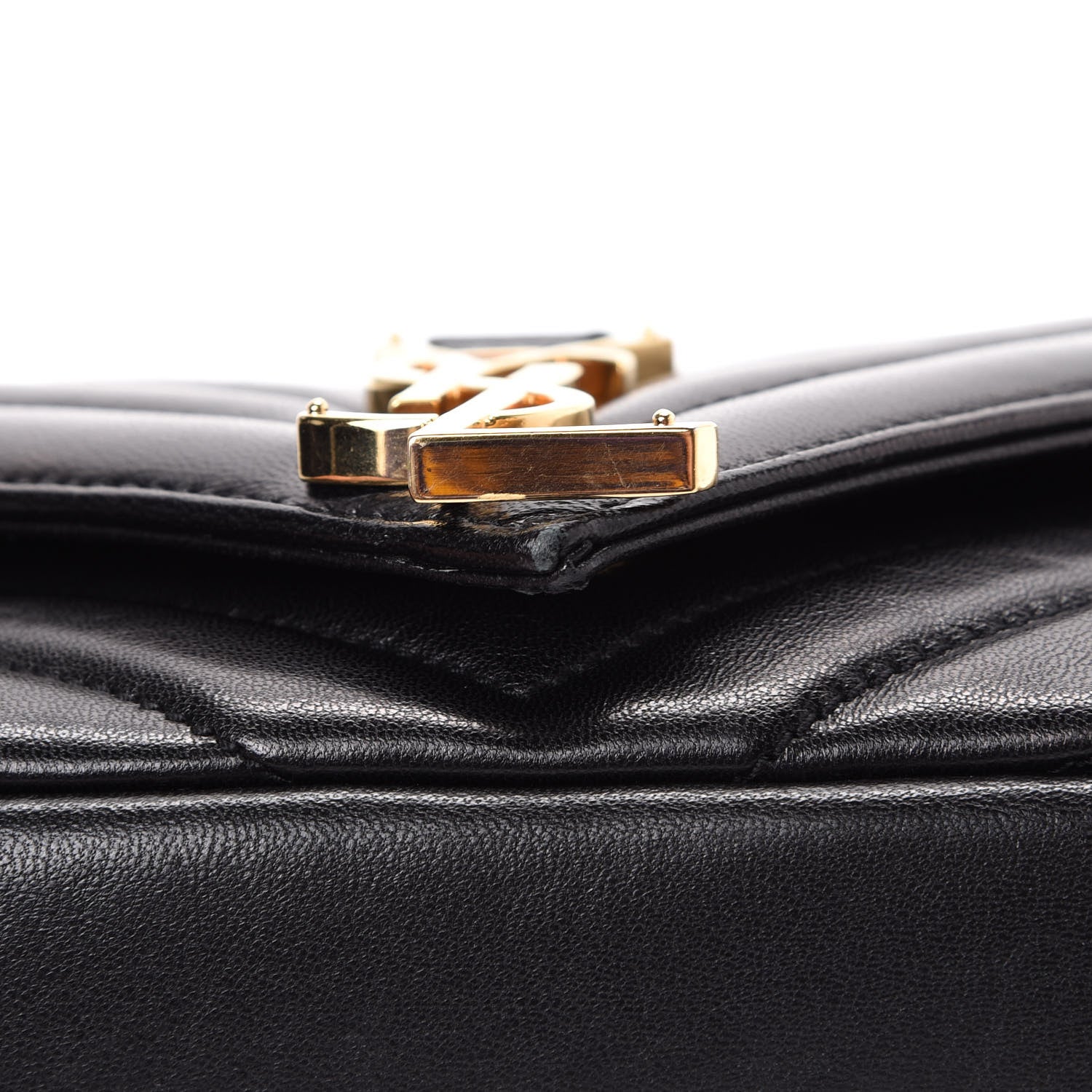 Saint Laurent Grained Calfskin Matelasse Chevron Monogram Classic Baby Chain Bag Black 15 of 15