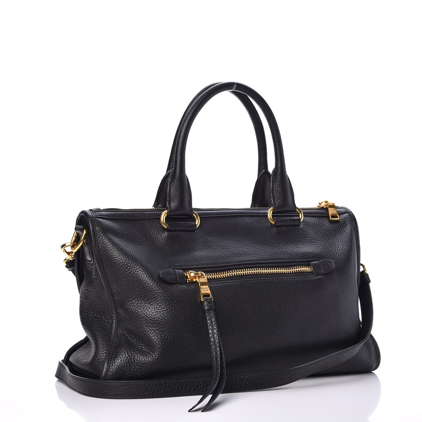 Vitello Daino Shopping Satchel Black