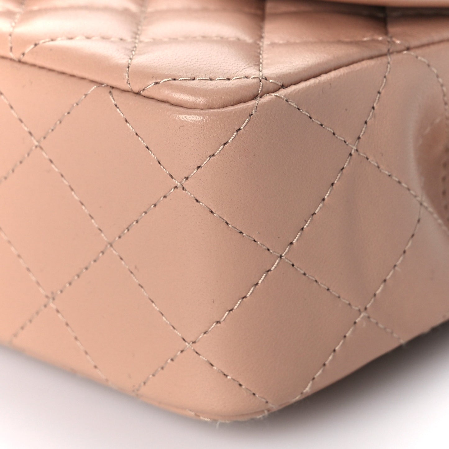 Lambskin Quilted Mini Rectangular Flap Dark Beige